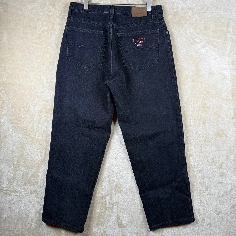 Vintage Tommy Hilfiger Jeans Mens 34x30 Black Relaxed Straight Leg Denim Y2K 90s